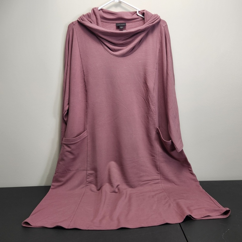 J.Jill Wearever - Smoky‎ Plum soft cowl neck long sleeve dress XL Knee Length